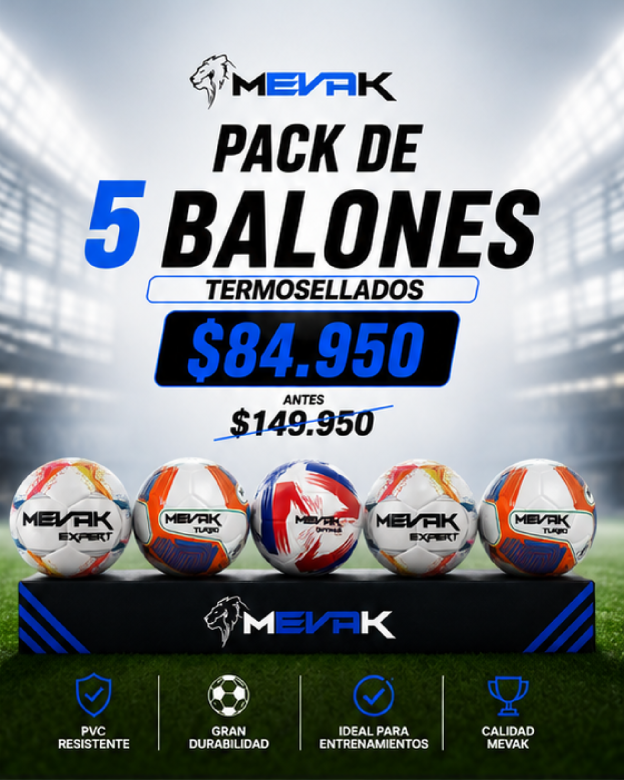 PACK DE 5 BALONES TERMOSELLADOS