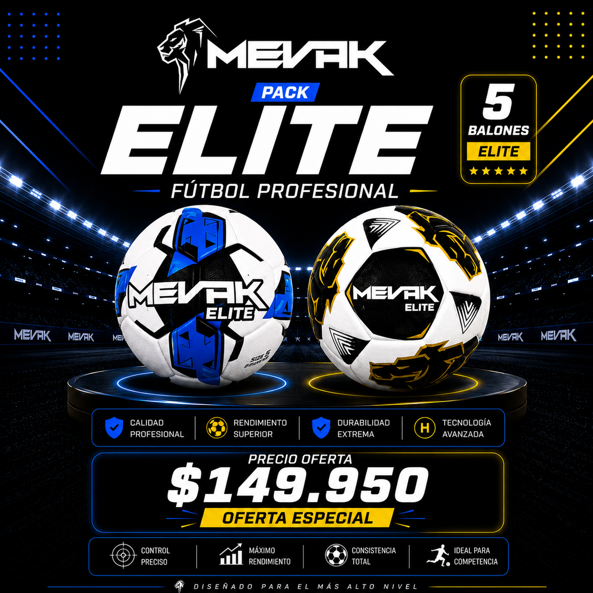 PACK DE 5 BALONES ELITE
